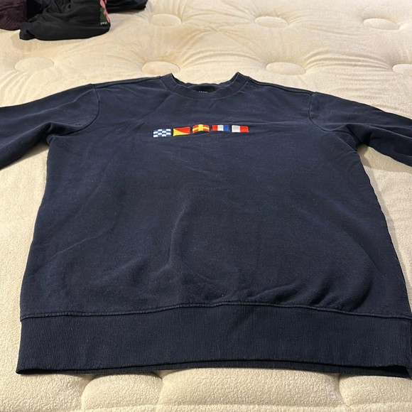 Navy blue men’s size Medium sweat shirt. With embroidery logos size medium. - Picture 1 of 6